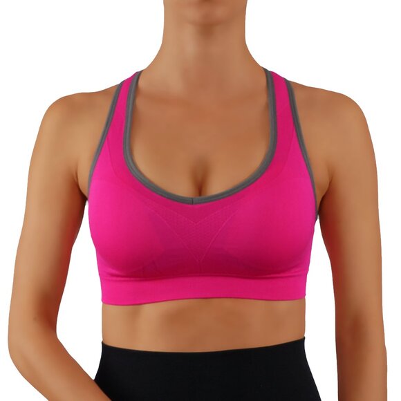 NWT Hot Pink high Impact Sports Bra Compression - Picture 2 of 3